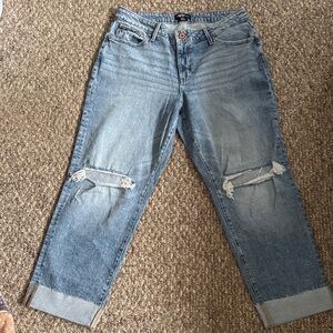 Edger Light Blue Distressed high rise Boyfriend Jeans